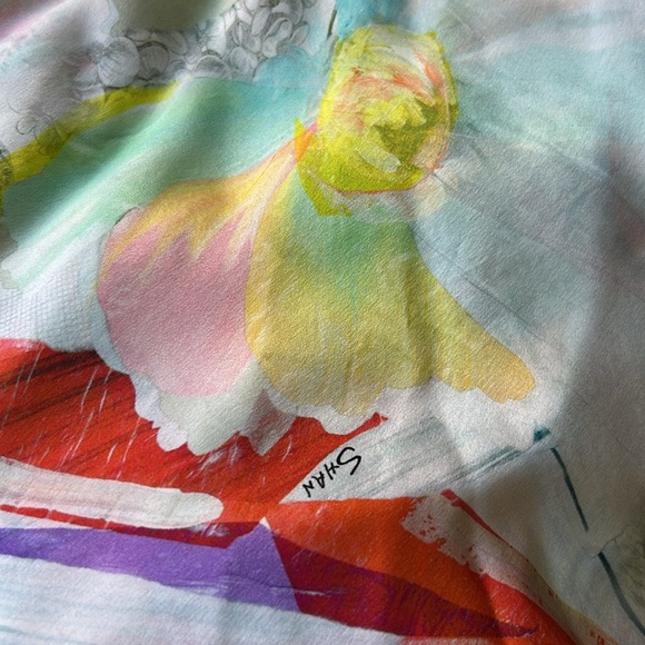 NWT Shan Canada Serena Silk Multicolor Strapless Dress tiered excellent Size 6 - Picture 4 of 10